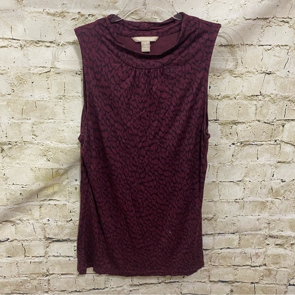 Banana Republic Purple Black Mock Neck Printed Sleeveless Rayon Top - Picture 1 of 4
